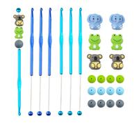 URROMA Juego de 24 ganchos de ganchillo de animales 3D, ganchos de ganchillo de silicona con cuentas, agujas de tejer de aluminio, agujas de ganchillo para tejer hilo y suministros de ganchillo