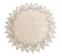 URROMA Lino Dolly Circular, 60 cm * 60 cm Juego de Mesa Beige, Decorado con Encaje, Mesa de café, Mantel de Cocina del Restaurante
