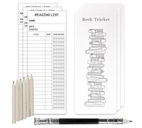 URROMA Lista de lectura de marcapáginas, 3 registros de lectura blancos, 3 tarjetas de seguimiento de libros, lista de lectura personal, marcador de página, tarjeta de notas para la oficina escolar,