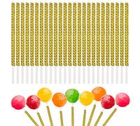URROMA Lollipop Palitos Decorativos para Tartas, 25 Unidades palitos de piruleta Plateados palitos de Manzana para Chocolate Frutas y malvavisco en Mesa de bufé