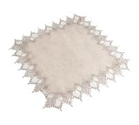 URROMA Mantel cuadrado de lino beige con ribete de encaje, mantel decorativo para comedor, cocina, 60 x 60 cm (cuadrado)