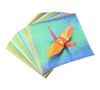 URROMA - Papel de origami (100 unidades, 15 cm), diseño de hojas de origami con purpurina cuadrada brillante para manualidades y accesorios artísticos