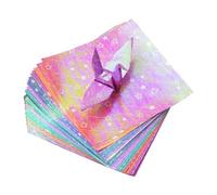 URROMA Papel de origami con purpurina de flores de meteorito, 60 unidades, papel plegable cuadrado de estrella, papel de origami colorido para manualidades, accesorios de arte, 14,2 cm