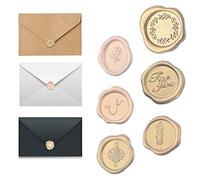 URROMA Pegatinas de sello de cera de oro mezclado, 54 pegatinas de sellos de sobre, pegatinas adhesivas antiguas para invitaciones de boda de Navidad, suministros de fiesta