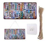 URROMA - Placa decorativa de metal, 1 pieza, cada una pequeña cosa es GOONA BE Alright con placa de matrícula vintage en la parte delantera de un coche, decoración hippie para bar y dormitorio