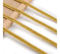 URROMA Ribete de Encaje Dorado Metálico 13 Metros, Cinta de Ciempiés para Costura y Manualidades