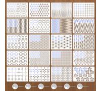 URROMA Sashiko - Plantilla de costura de plástico, 20 plantillas rectangulares de plástico de gran tamaño, patrón de bordado geométrico, estabilizador para coser
