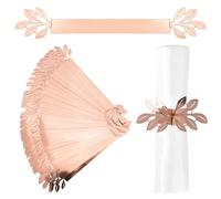 URROMA Servilletero reflectante, 50 unidades, con cierre reflectante de hoja de oro rosa, hebilla de toalla decorativa, servilleta de boda, servilletero de papel