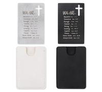 URROMA Tarjeta de metal de oración del Señor con tarjetero de cuero, versículo bíblico, tarjetas inspiradoras para billetera, regalos religiosos para Pascua cristiana y Navidad