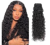 Urshiney Extensiones de cabello humano virgen brasileño, doble trama, rizado y ondulado, color negro natural, se puede teñir, estilo húmedo y ondulado, sin enredos y mínima caída, 100 g, 25,4 cm
