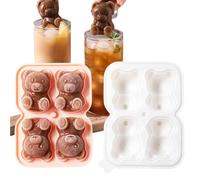 Ursine Freeze Set, Chill Cubes Kit, 4.37x5.7x1.5 Inch Dimension Mold Cooling, Silicone Vessel Form, Bear Geometry Texture, Kitchen Refrigerator Dining Family Drinks Water Whiskey Cocktail Use