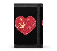 URSS Comunismo Unión Soviética Retro Bandera Bolsillo Delantero Trifold Carteras Divertidas Billetera con Clip de Dinero Ranuras para Tarjetas de Crédito Llavero