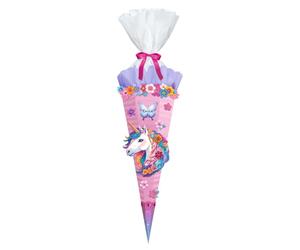 URSUS 10040001 - Kit de Manualidades para cucuruchos Escolares Diamond Painting Easy Line Fancy Unicorn, Rosa, 6 Esquinas, de cartón Ondulado 3D, 68 cm, diámetro Aprox. 20 cm