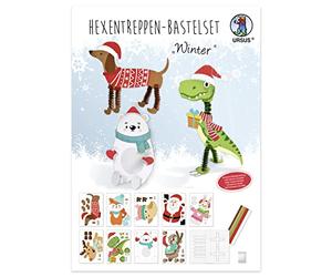 URSUS 10154135 - Juego de Manualidades de Invierno de la Escalera de la Bruja, Juego de 9 Animales navideños de cartón fotográfico, 25 x 35 cm, 300 g/m²