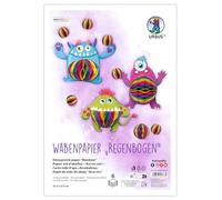 Ursus 1643 00 99 - Papel de nido de abeja "Arco iris", 6 piezas, aprox. 22,5 x 32,5 cm, encolado de 30 capas, papel craft con estructura de nido de abeja, set craft para decoraciones y figuras