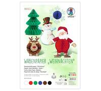 URSUS 1646 00 99 Navidad, 6 Piezas, Aprox. 22,5 x 32,5 cm, encolado de 30 Capas, Papel Estructura de Nido de Abeja, Set Craft para Decoraciones y Figuras, Multicolor, One Size