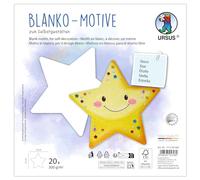Ursus 1712 00 06F - Motivos en blanco "Estrella", 20 piezas de cartón fotográfico de 300 g/m², 22 x 21 cm, papel de bricolaje para colorear, pegar, recortar y autodiseñar