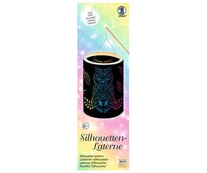 Ursus 18750003 Silhouette Eule - Juego de Manualidades con Material para Manualidades, 1 Farol, diámetro 15,3 cm, Altura 20 cm, Incluye luz LED, Multicolor