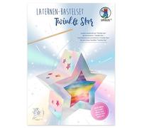Ursus 18790001F - Set de manualidades de farolillo, Twinkle Star, plateado, aprox. 19,3 x 18,3 x 8 cm, set para crear un farolillo de estrella, de cartón 350 g/m² y papel vegetal 110 g/m².