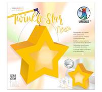 Ursus 1883 00 01 - Twinkle Star Neon Yellow, kit de manualidades para farolillos, 19,3 x 18,3 x 8 cm, 250 g/m², para hacer farolillos, kit de manualidades para desfile y decoración de farolillos