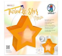 URSUS 1883 00 03-Twinkle Star Naranja Neón, Manualidades, 19,3 x 18,3 x 8 cm, 250 g/m², para Hacer, Kit de Bricolaje para Desfile de farolillos y decoración, Neon Orange, One Size