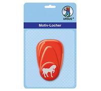 Ursus 19470021 - Perforadora con Palanca pequeña, Caballo, Rojo, diseño Troquelado, Aprox. 16 mm, de plástico con Estampado de Metal, Adecuada para gramajes de 160 220 g/m²