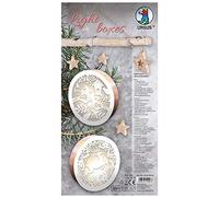 Ursus 21500003 - Light Boxes aprox Ø 15,3 cm Birds & Reindeer, 2 tapas de farolillos y fondos, 2 cortes láser, 2 círculos de papel transparente de 115 g/m², 2 luces LED, incluye accesorios e