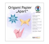 URSUS 2299 55 99 Origami Apart, Hojas, 100 g/m², 13,8 x 13,8 cm, 25 Colores Surtidos, Lisos y estriados, Papel Plegable para Manualidades, Bricolaje y decoración, Multicolor, One Size