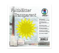 Ursus 2506112 Hojas plegables de papel transparente amarillo, aprox. 14 x 14 cm, 42 g/m², 100 hojas, para plegar figuras transparentes brillantes, coloridas