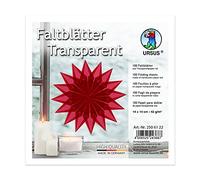 Ursus 2506122 Hojas plegables de papel transparente rojo, aprox. 14 x 14 cm, 42 g/m², 100 hojas, para plegar figuras transparentes brillantes, coloridas