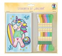 Ursus 3070099F - Juego de tarjetas para bordar, todo el año, colores surtidos, aprox. 11 x 17 cm, para bordar 10 tarjetas con motivos de colores 250 g/m²
