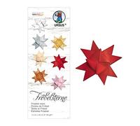 Ursus 3210022 - Tiras de Papel para Estrellas de Frobel, Color Rojo rubí, 130 g/m², Aprox. 1,5 x 50 cm, 80 Tiras para Aprox. 20 Estrellas, Manualidades clásicas para Navidad