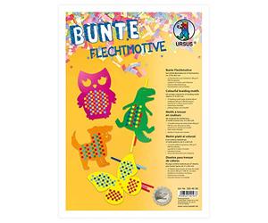 Ursus 3354699 Colourful Braided, Material for 27 Motifs, in 9 Different, Approx. 21 x 28.5 cm, Made of Photo Cardboard, Including Craft Instructions, Creative Activity for Children, Ideal as a Gift