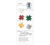 Ursus 3497 00 99 - Fröbel stars "Christmas", 130 g/m² de papel de dibujo de arcilla, 100 tiras plegables, tamaño 1 x 50 cm, Ø 4,3 cm, 5 colores, con instrucciones, papel de manualidades para plegar