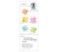 Ursus 3509 00 99 - Fröbel stars "Pastel", 130 g/m² de papel de dibujo de arcilla, 80 tiras plegables, tamaño 1 x 50 cm, Ø 4,3 cm, 5 colores, con instrucciones, papel de manualidades para plegar