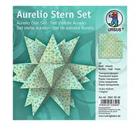 URSUS 35615536 Aurelio Stern Paradiso - Hojas de papel transparente (33 hojas de papel de 14,8 x 14,8 cm, 115 g/m², estampadas por una cara, bonitas estrellas de papel para la Navidad, color turquesa)