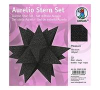 Ursus 35635590 Aurelio Stern Pleasure - Hojas de papel plegables (33 hojas, 135 g/m², aprox. 15 x 15 cm, impresas por ambos lados, ideales para decoración navideña), color negro