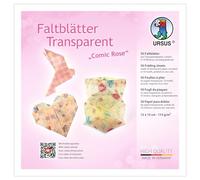Ursus 3806 55 15 - Hojas plegables transparentes «Comic Rose», 50 unidades, 15 x 15 cm, papel transparente de 115 g/m² en 10 motivos, impreso por una cara, papel plegable para manualidades