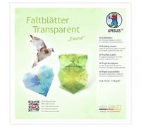 Ursus 3806 55 17 - Hojas plegables transparentes «Fauna», 50 unidades, 15 x 15 cm, 115 g/m² Papel transparente en 10 motivos, impreso por una cara, papel plegable para manualidades