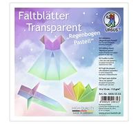 Ursus 38065503 - Hojas plegables transparentes «Arco iris de colores pastel» 115 g/m², 50 hojas plegables de 15 x 15 cm, impresas por una cara