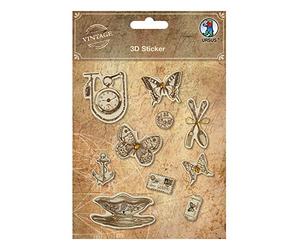 URSUS 40540003 - Pegatinas 3D, diseño vintage, autoadhesivas, varios diseños, para hacer tarjetas y decoración de regalos, multicolor, talla única