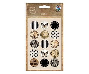 URSUS 40550001 - Pegatinas redondas vintage, autoadhesivas, 30 unidades surtidas en 2 hojas, diámetro aprox. 2,5 cm para hacer tarjetas y decoración de regalos, multicolor, 2, 5 cm