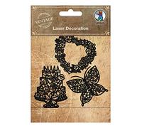 URSUS 40960004 - Láser decorativo, pegatinas negras con acabado de terciopelo, boda, 3 unidades, tamaño único