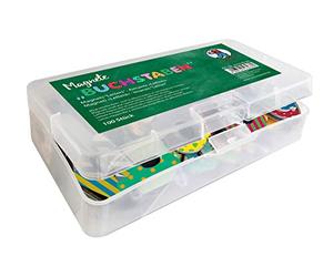 Ursus 43100099 - Lote de 100 imanes con forma de letras, en caja de plástico, varios diseños y tamaños de 1,5-4,4 cm, con letras mayúsculas y pequeñas, multicolor