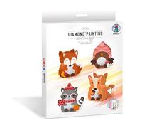 Ursus 4348 00 02F - Miniluces decorativas para pintar con diamantes "Bosque", set de manualidades para niños, set de 4 para diseñar y decorar de forma creativa, con piedras y motivos de diamantes