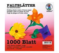 URSUS 4700699 - plegable hojas flor de seda 12 x 12 cm, 20 g/m², 1000 hojas surtidos en 10 colores