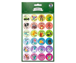 Ursus 59510020F - Pegatinas motivacionales para niños, 96 unidades, diámetro aprox. 2,5 cm, autoadhesivas, ideal para álbumes de recortes, tarjetas y decoración