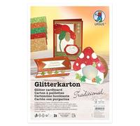 Ursus 6211 46 99F - Cartulina con purpurina "Tradicional", 5 hojas DIN A4, 330 g/m², fotocartulina, 5 colores surtidos, purpurina por una cara, cartulina para manualidades, decoración y bricolaje