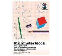 Ursus 7074000 - Bloc de Hojas A3, 80 g/m², 25 Hojas, cuadrícula de 1 mm, impresión en Rojo, con Rejilla, de Papel Blanco sin celulosa, Ideal para Dibujos técnicos