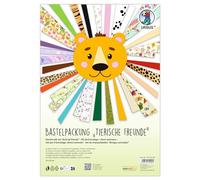 Ursus 7750099-Kit de Manualidades, Amigos Animales, 26 Hojas, 23 x 33 cm, Papel de Dibujo de Arcilla, fotocartulina Varios grosores, Colores y Motivos, Multicolor (Ludwig Bähr 7750099)